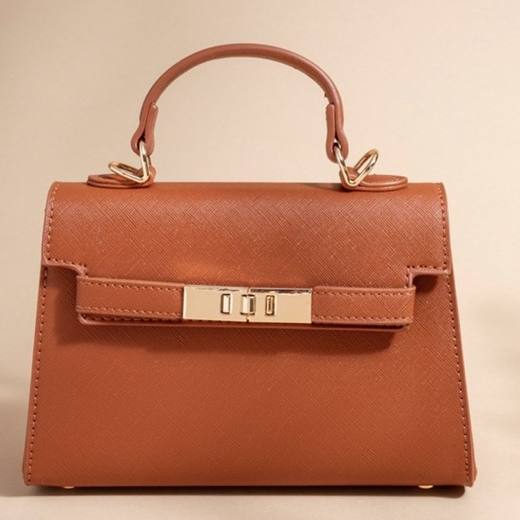 Francesca’s Shoulder Bag Briar Mini Satchel Strap Convertible crossbody Cognac - Picture 2 of 9